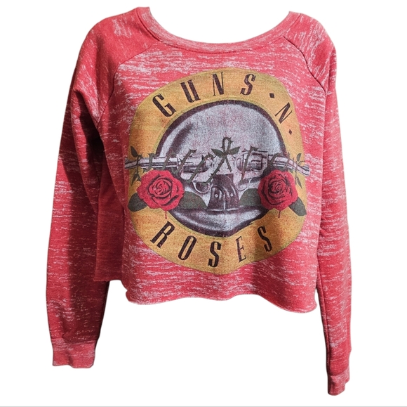 Bravado Tops - Bravado SM Guns 'n Roses Red Graphic Cropped Pullover Sweater